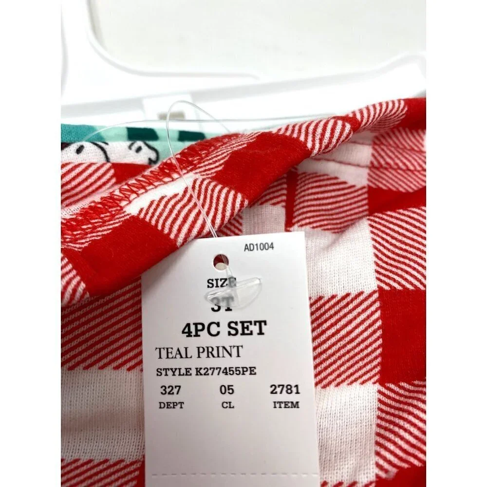Target Toddler 4pc Snug Fit Snoopy Let It Snow Cotton Pajama Set Blue Red 2T 3T